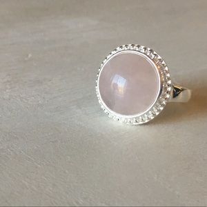 .925 Sterling Silver Natural Rose Quartz Ring